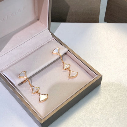 [Dawnora Jewelry]DREAM EARRINGS 3 MOTIFS DIAMOND MOP PINK GOLD