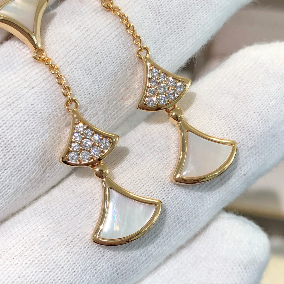 [Dawnora Jewelry]DREAM EARRINGS 3 MOTIFS DIAMOND MOP PINK GOLD