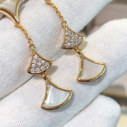 [Dawnora Jewelry]DREAM EARRINGS 3 MOTIFS DIAMOND MOP PINK GOLD