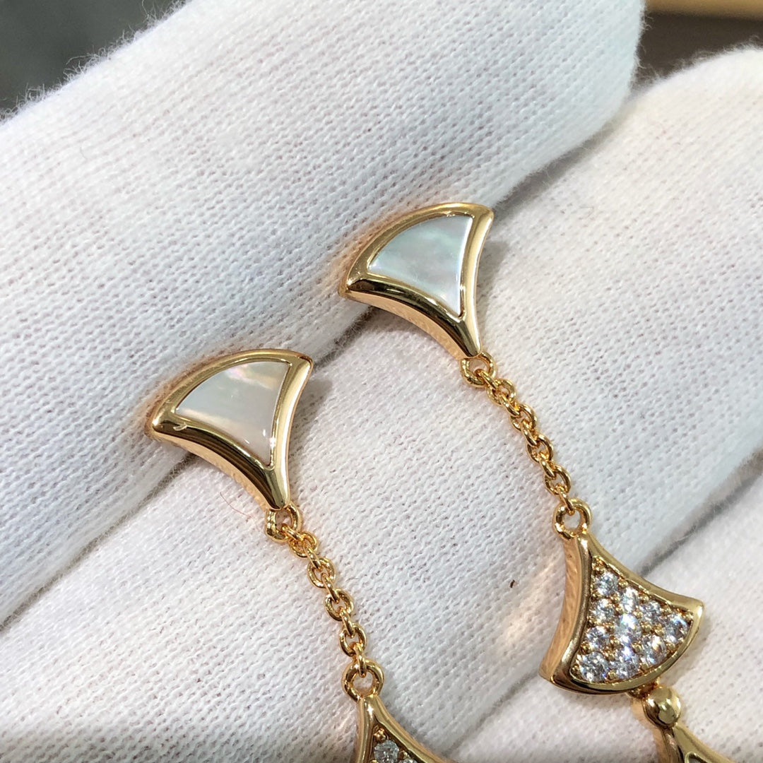 [Dawnora Jewelry]DREAM EARRINGS 3 MOTIFS DIAMOND MOP PINK GOLD