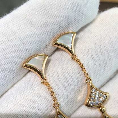[Dawnora Jewelry]DREAM EARRINGS 3 MOTIFS DIAMOND MOP PINK GOLD