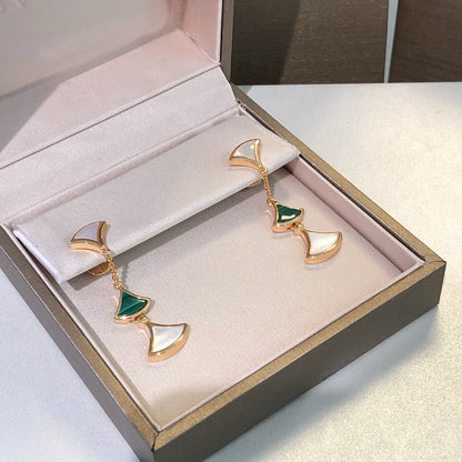 [Dawnora Jewelry]DREAM EARRINGS 3 MOTIFS MALACHITE MOP PINK GOLD