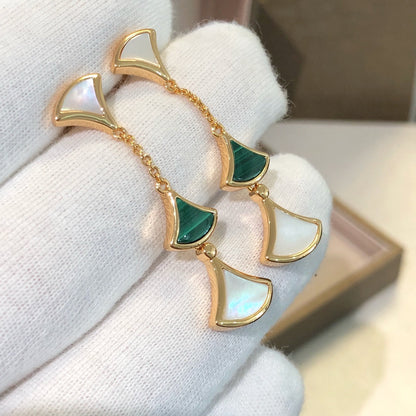 [Dawnora Jewelry]DREAM EARRINGS 3 MOTIFS MALACHITE MOP PINK GOLD