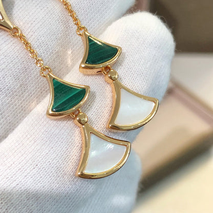 [Dawnora Jewelry]DREAM EARRINGS 3 MOTIFS MALACHITE MOP PINK GOLD