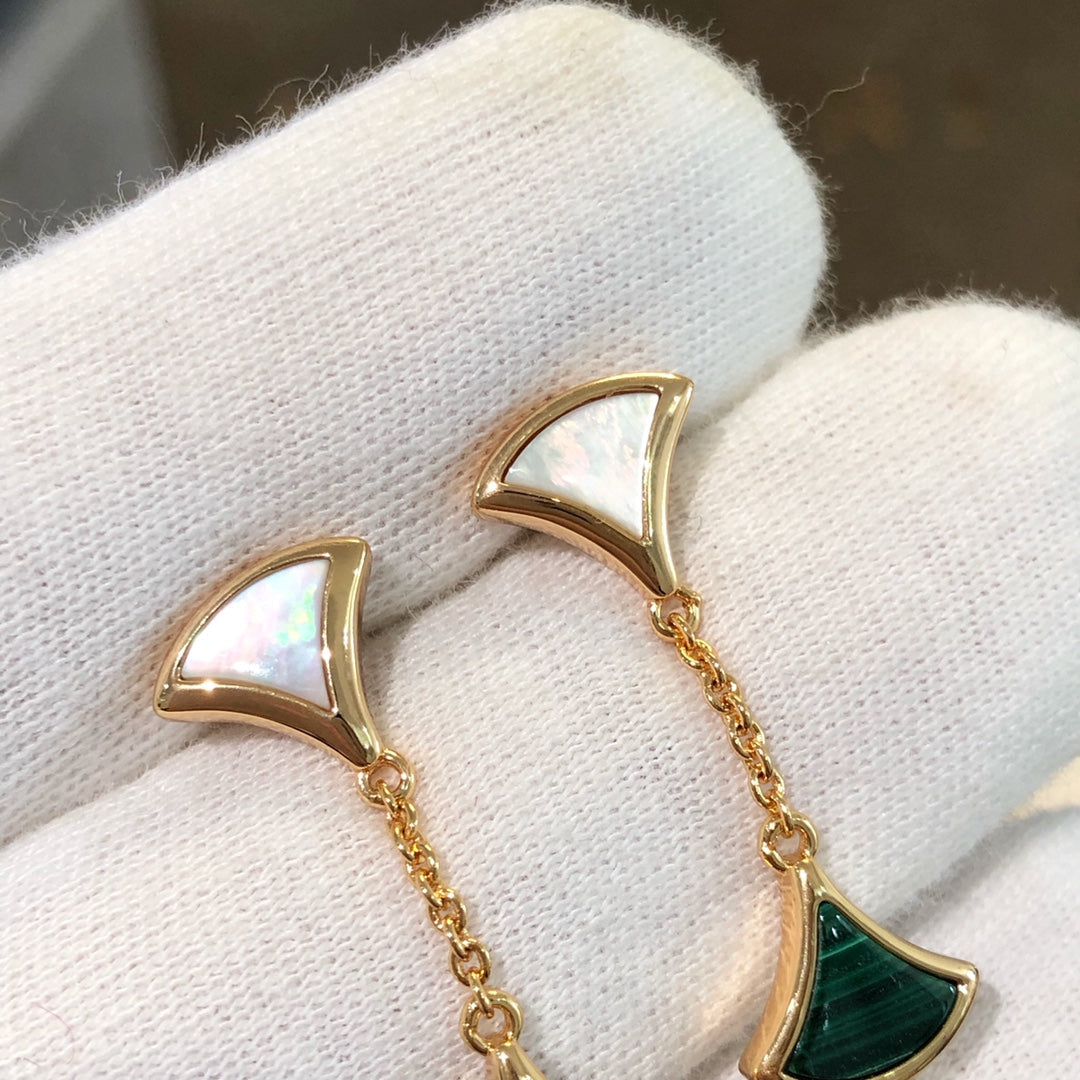 [Dawnora Jewelry]DREAM EARRINGS 3 MOTIFS MALACHITE MOP PINK GOLD