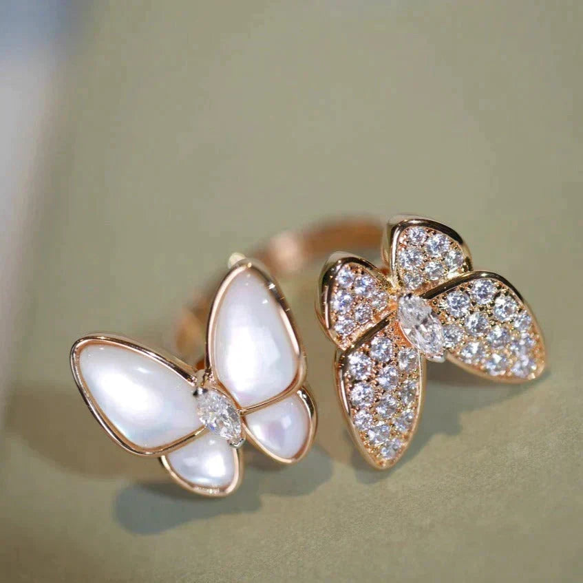 [Dawnora Jewelry]TWIN BUTTERFLY DIAMOND MOP RING