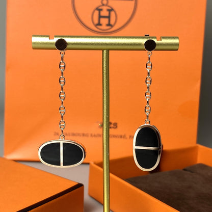 [Dawnora Jewelry]CHAINE VERSO BLACK CERAMIC EARRINGS