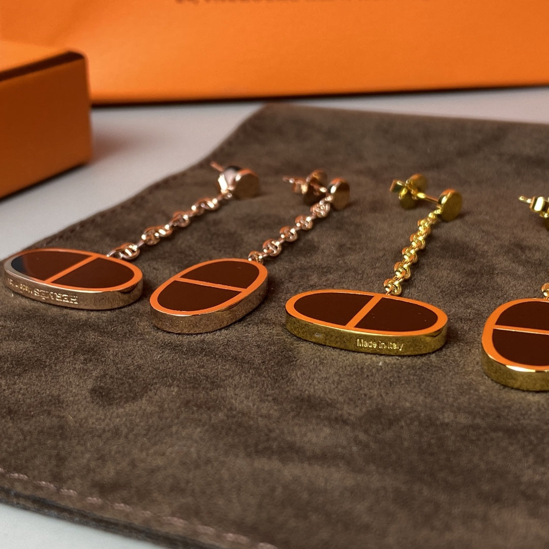 [Dawnora Jewelry]CHAINE VERSO BLACK CERAMIC EARRINGS