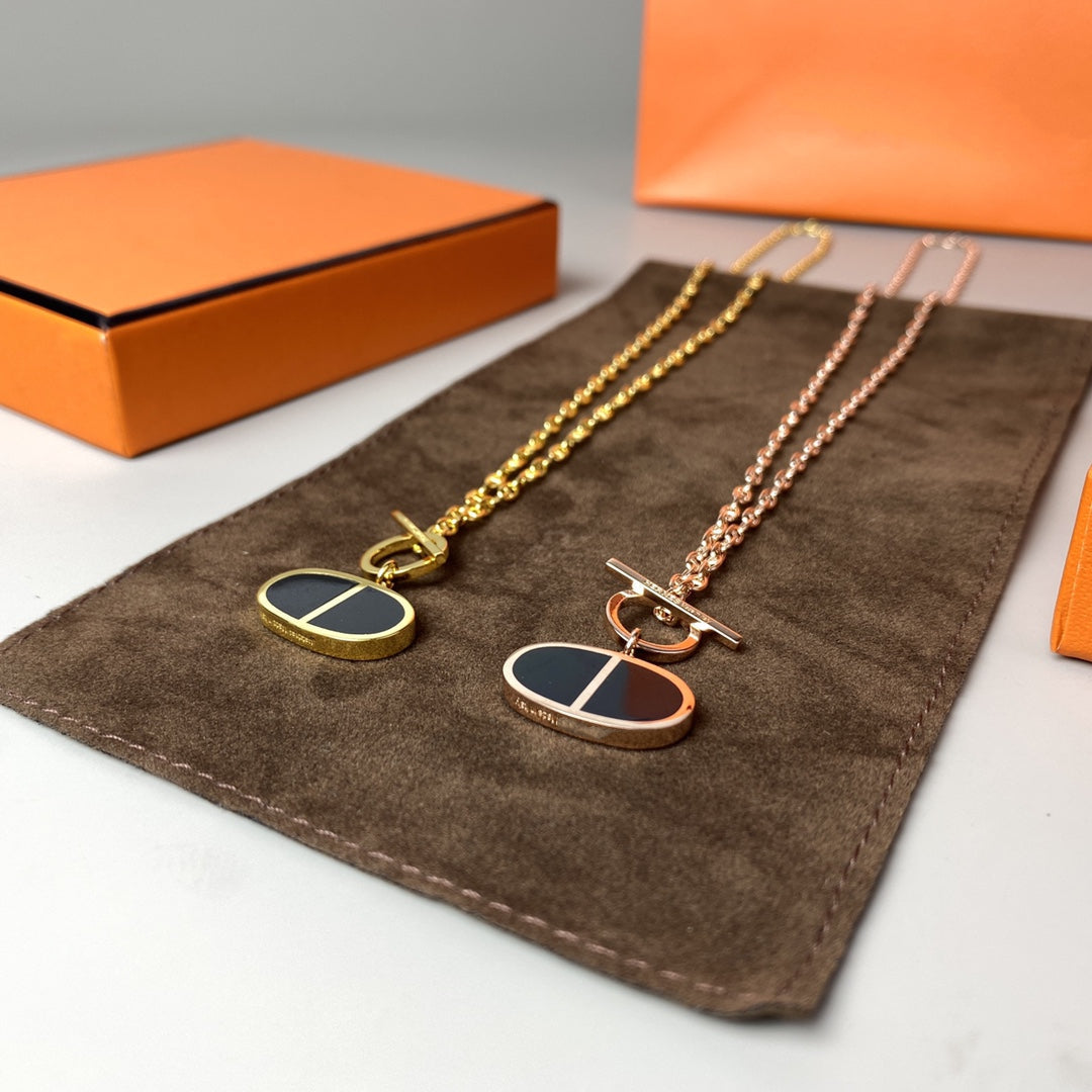 [Dawnora Jewelry]CHAINE VERSO BLACK CERAMIC NECKLACE