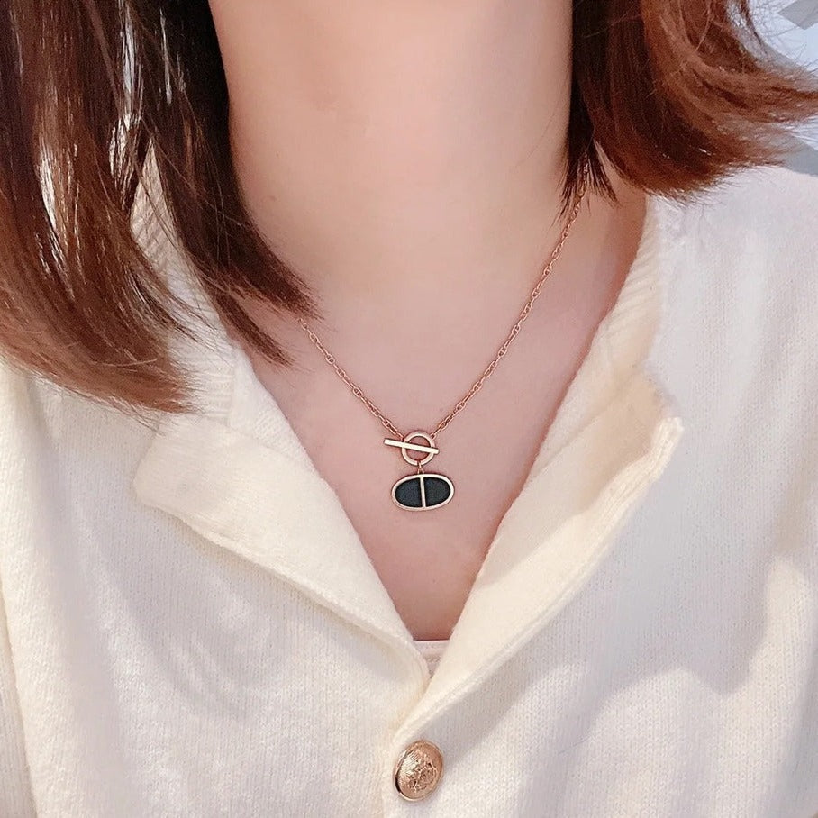 [Dawnora Jewelry]CHAINE VERSO BLACK CERAMIC NECKLACE