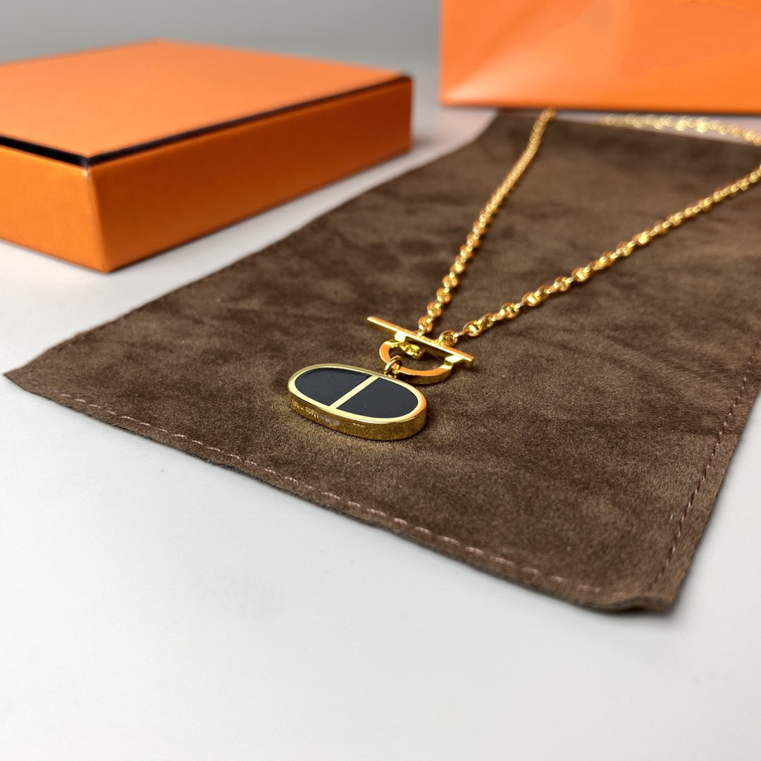 [Dawnora Jewelry]CHAINE VERSO BLACK CERAMIC NECKLACE