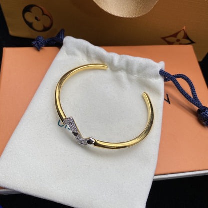 [Dawnora Jewelry]VOLTE UPSITE DOWN DIAMOND GOLD OPEN BRACELET