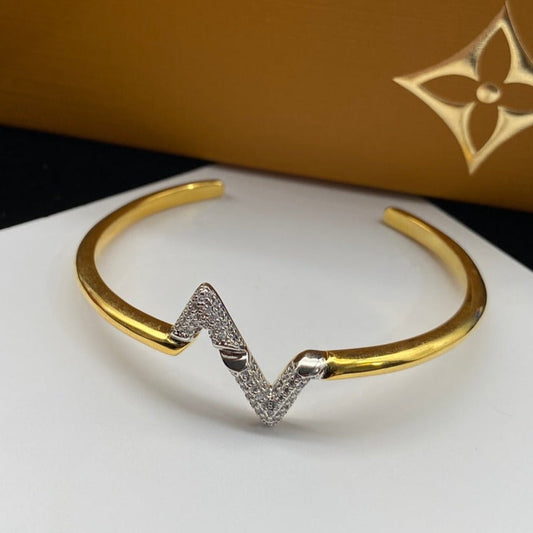 [Dawnora Jewelry]VOLTE UPSITE DOWN DIAMOND GOLD OPEN BRACELET