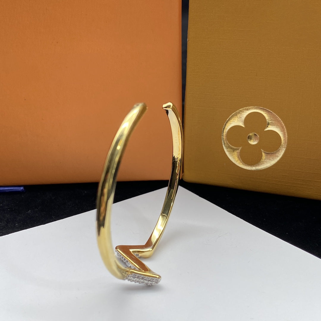 [Dawnora Jewelry]VOLTE UPSITE DOWN DIAMOND GOLD OPEN BRACELET