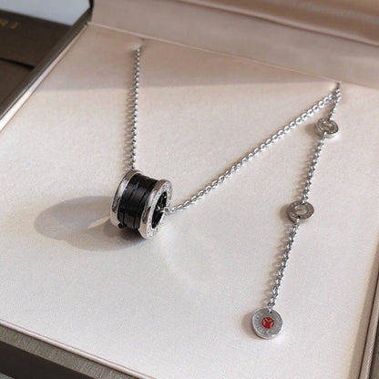[Dawnora Jewelry]ZERO 1 BLACK CERAMIC SILVER NECKLACE