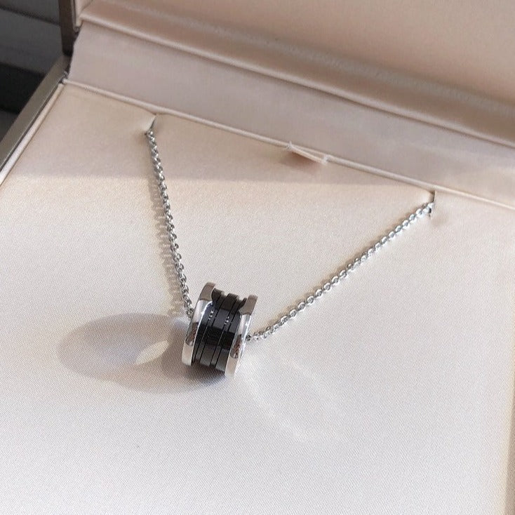 [Dawnora Jewelry]ZERO 1 BLACK CERAMIC SILVER NECKLACE