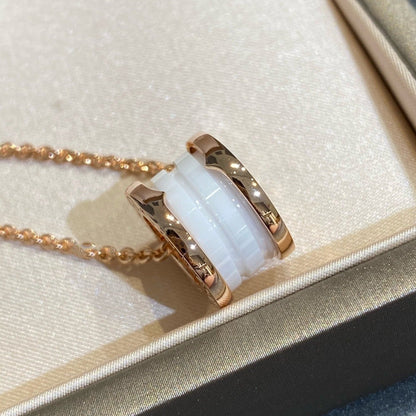 [Dawnora Jewelry]ZERO 1 WHITE CERAMIC PINK GOLD NECKLACE