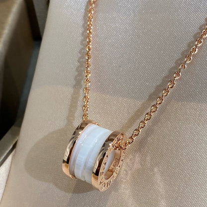 [Dawnora Jewelry]ZERO 1 WHITE CERAMIC PINK GOLD NECKLACE