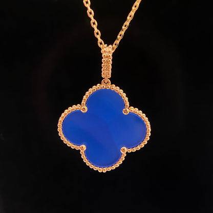 [Dawnora Jewelry]CLOVER 25MM NECKLACE TURQUOISE ROSE GOLD