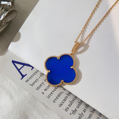 [Dawnora Jewelry]CLOVER 25MM NECKLACE TURQUOISE ROSE GOLD