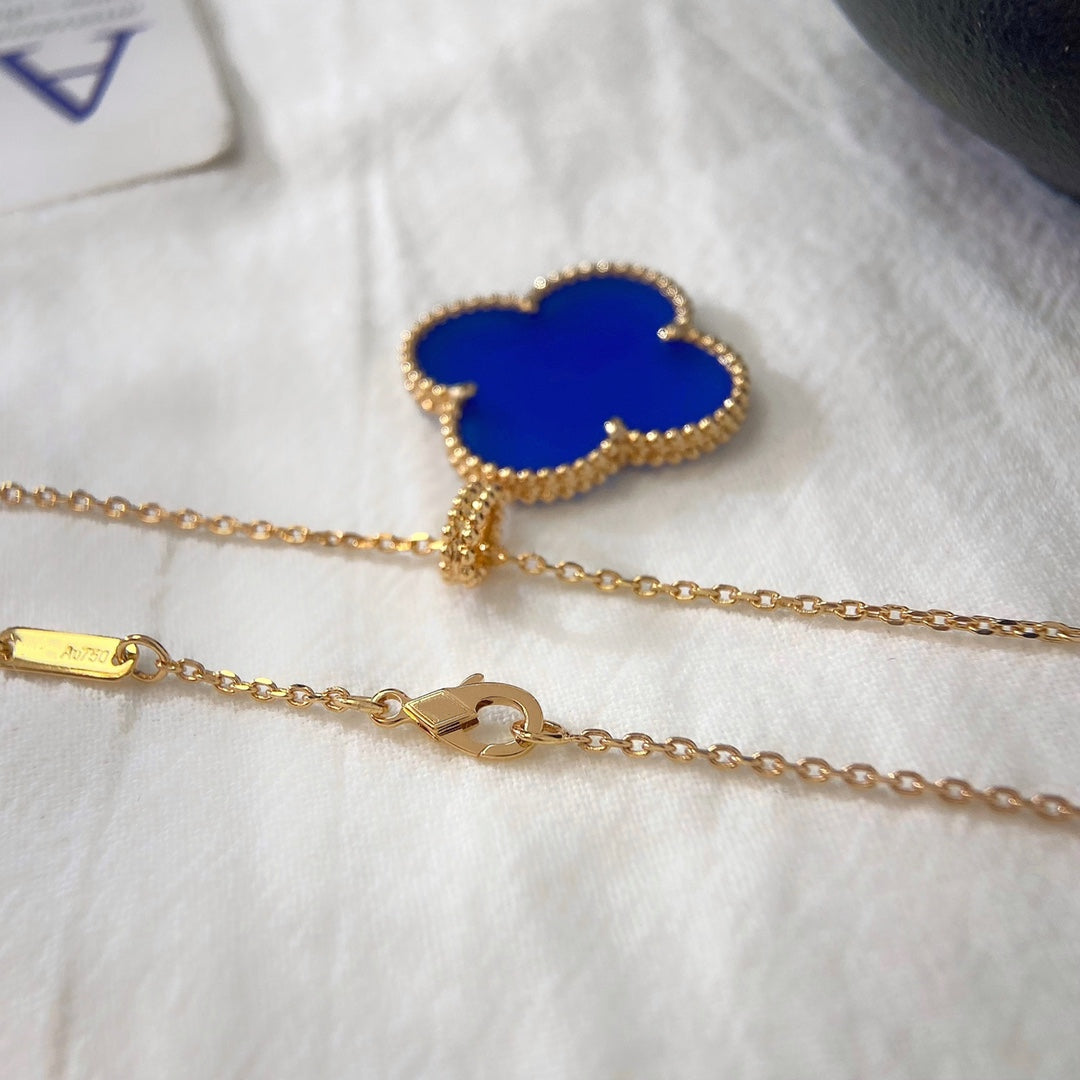 [Dawnora Jewelry]CLOVER 25MM NECKLACE TURQUOISE ROSE GOLD
