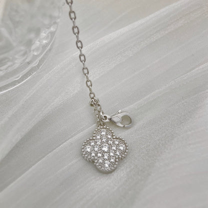 [Dawnora Jewelry]CLOVER 5 MOTIFS SILVER DIAMONDS NECKLACE