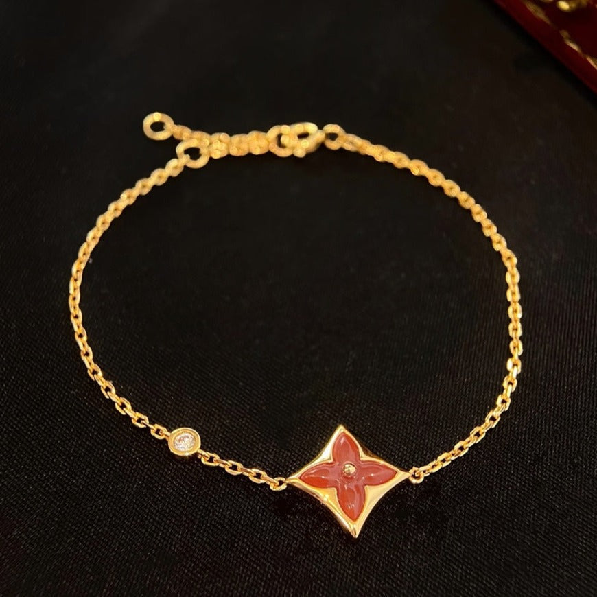 [Dawnora Jewelry]COLOR STAR CARNELIAN PINK GOLD DIAMOND BRACELET
