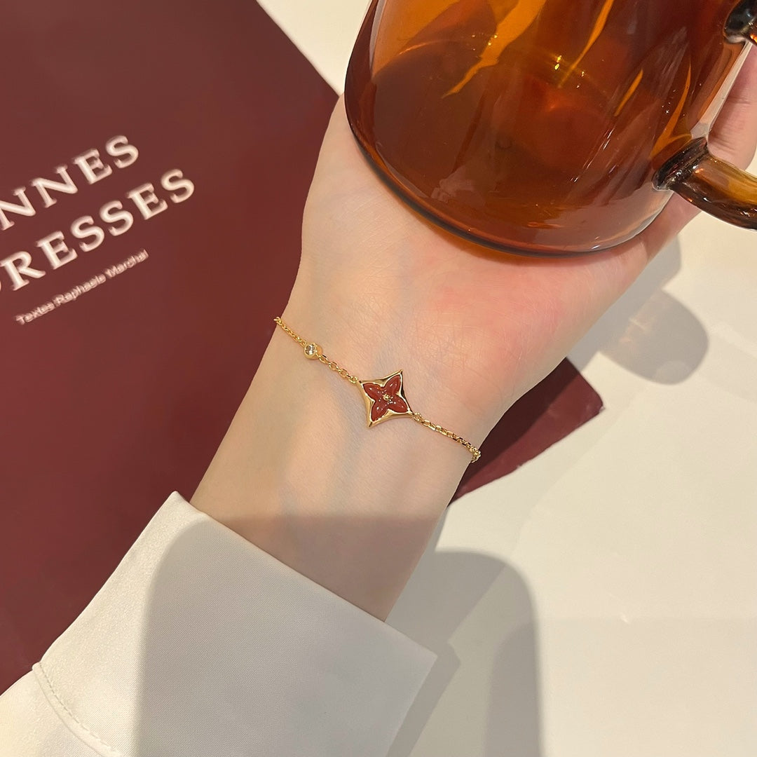 [Dawnora Jewelry]COLOR STAR CARNELIAN PINK GOLD DIAMOND BRACELET
