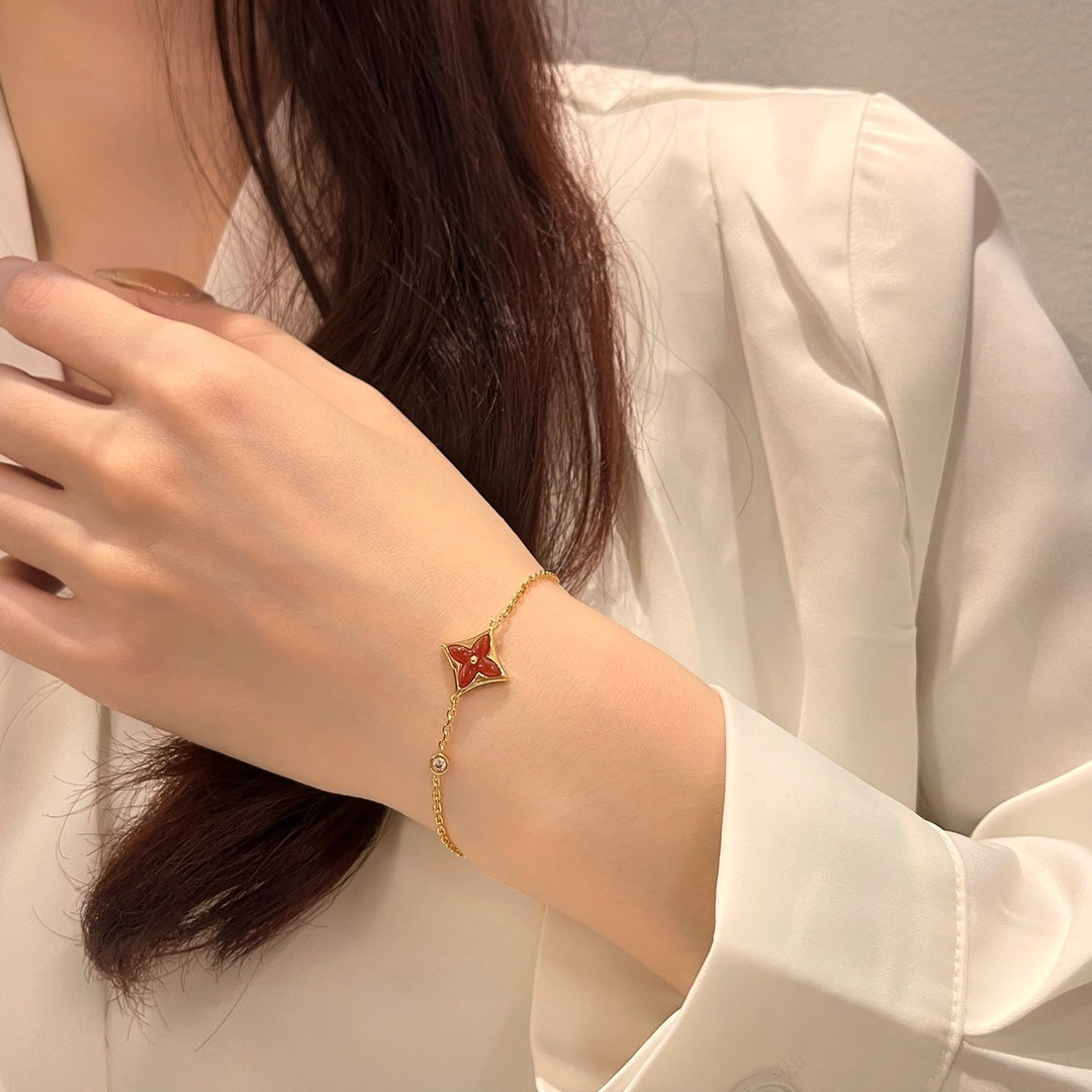 [Dawnora Jewelry]COLOR STAR CARNELIAN PINK GOLD DIAMOND BRACELET
