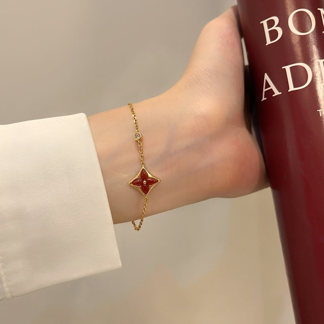 [Dawnora Jewelry]COLOR STAR CARNELIAN PINK GOLD DIAMOND BRACELET