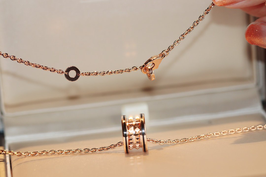 [Dawnora Jewelry]ZERO 1 ROCK PEDANT PINK GOLD BLACK NECKLACE
