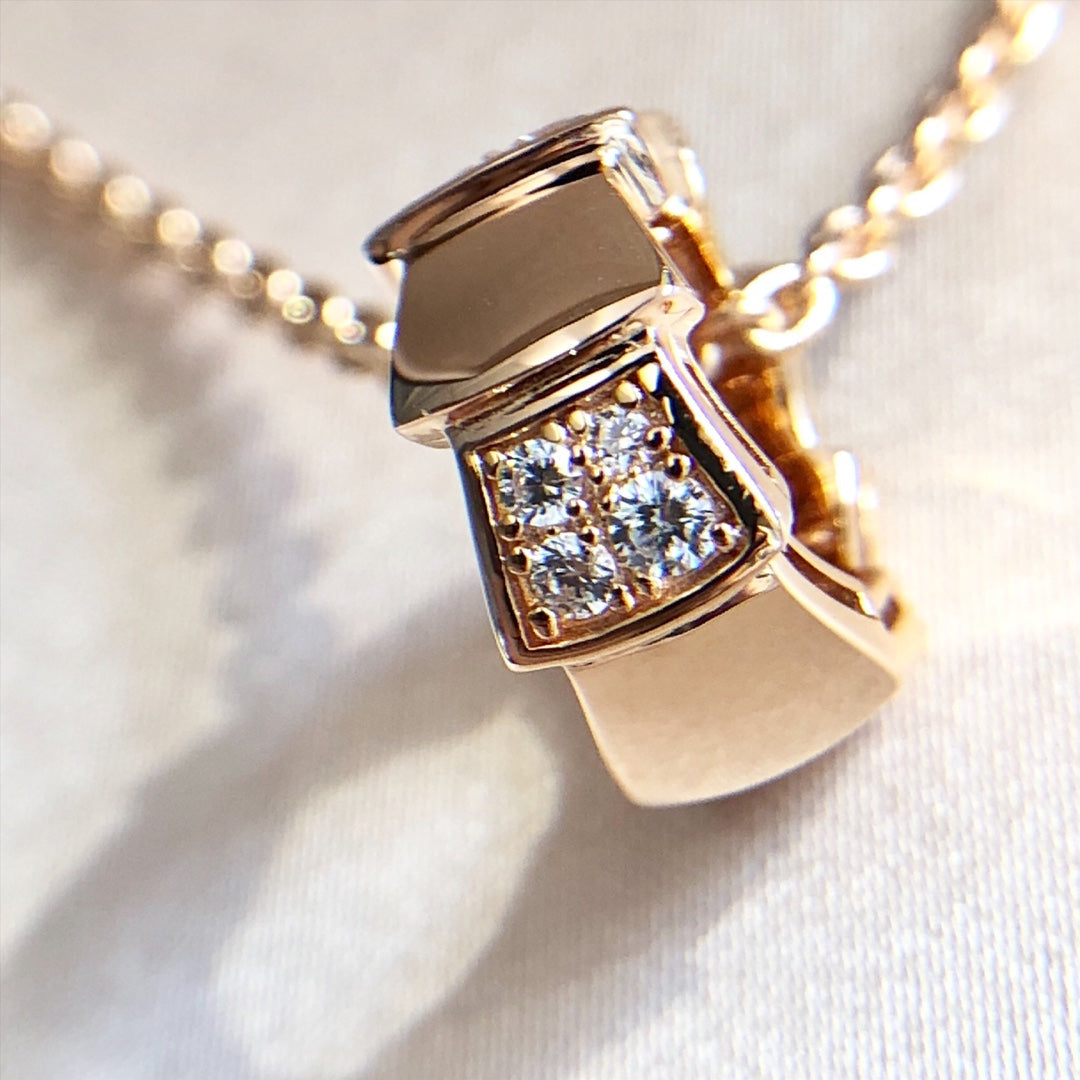 [Dawnora Jewelry]SERPENTI PEDANT DIAMOND PINK GOLD NECKLACE