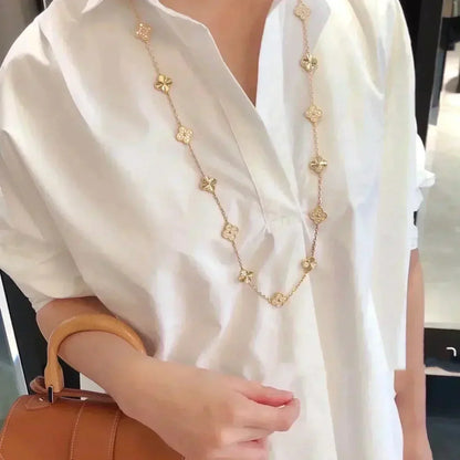 [Dawnora Jewelry]CLOVER 20 MOTIFS LASER DIAMOND NECKLACE