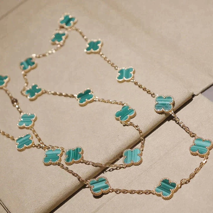 [Dawnora Jewelry]CLOVER 20 MOTIFS MALACHITE GOLD