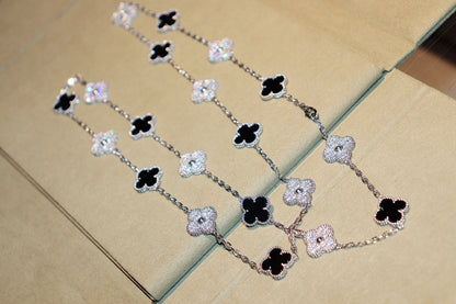 [Dawnora Jewelry]CLOVER 20 MOTIFS ONYX DIAMOND SILVER