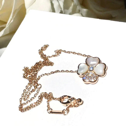 [Dawnora Jewelry]CLOVER MOP DIAMOND ROSE GOLD NECKLACE