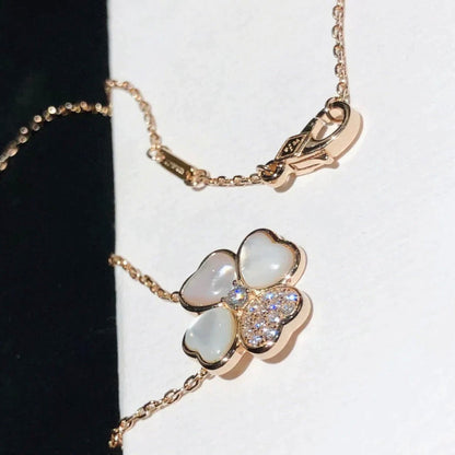 [Dawnora Jewelry]CLOVER MOP DIAMOND ROSE GOLD NECKLACE