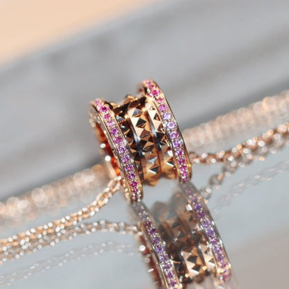 [Dawnora Jewelry]ZERO 1 ROCK PINK GOLD PINK DIAMOND NECKLACE