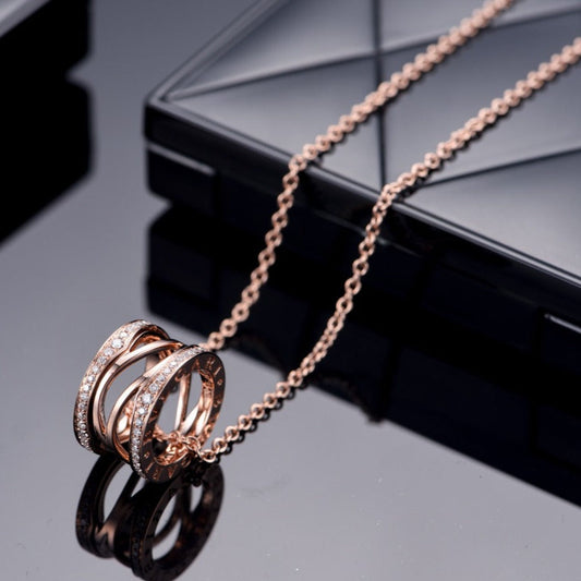 [Dawnora Jewelry]ZERO 1 PINK GOLD DIAMOND OPEN NECKLACE