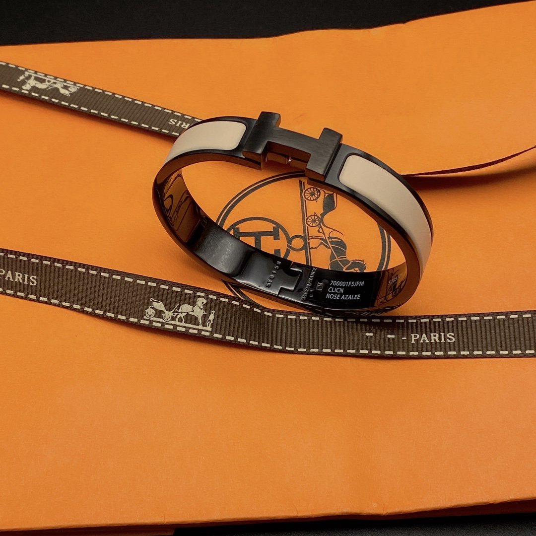 [Dawnora Jewelry]H BRACELET 12MM BLACK BEIGE CERAMIC