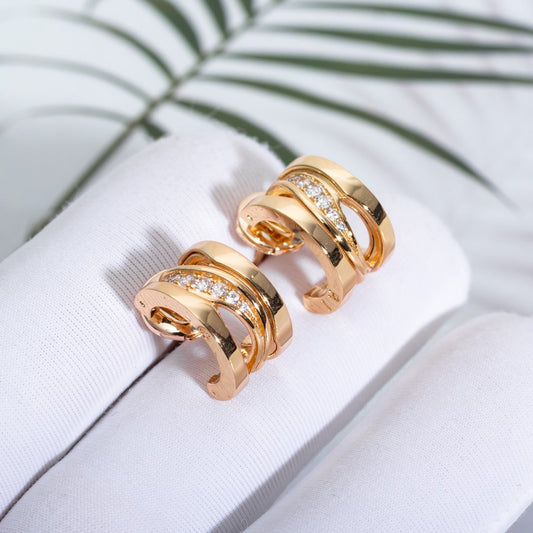 [Dawnora Jewelry]ZERO 1 PINK GOLD DIAMONDS EARRINGS