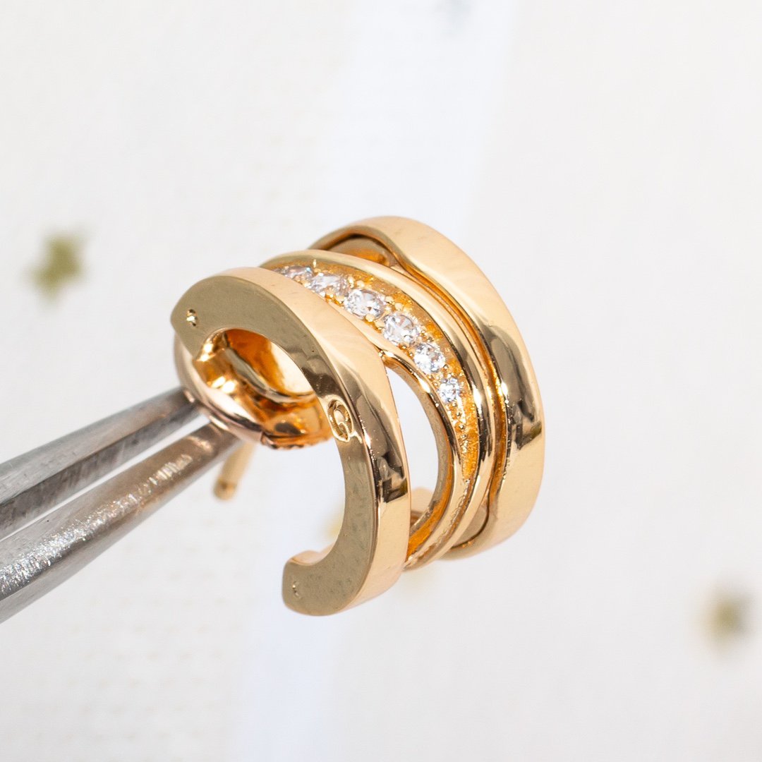 [Dawnora Jewelry]ZERO 1 PINK GOLD DIAMONDS EARRINGS