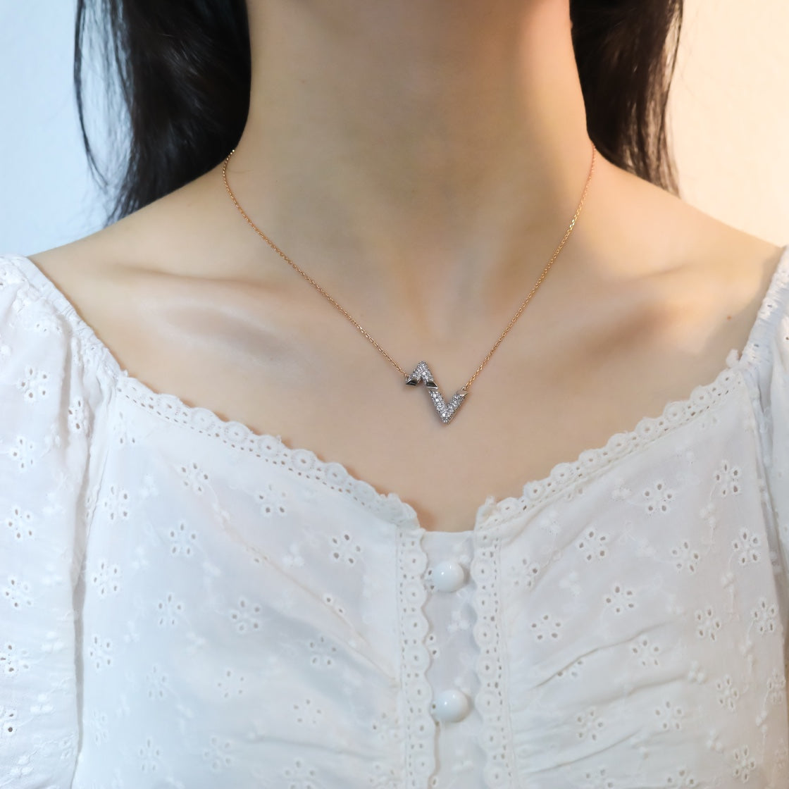 [Dawnora Jewelry]VOLT SILVER DIAMOND PEDANT NECKLACE
