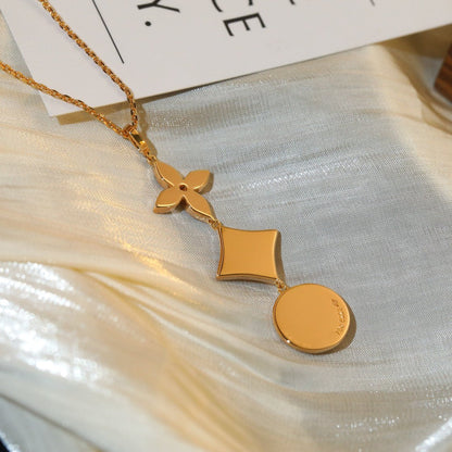 [Dawnora Jewelry]STAR AND SUN DIAMOND PINK GOLD NECKLACE