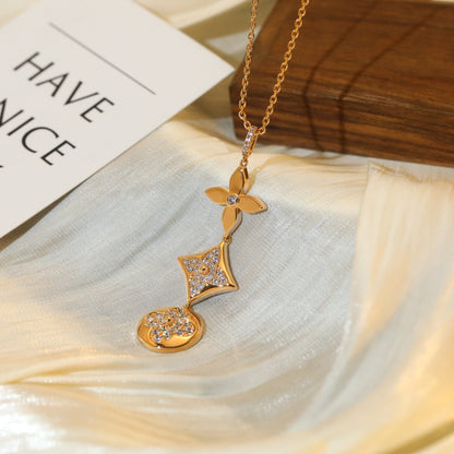 [Dawnora Jewelry]STAR AND SUN DIAMOND PINK GOLD NECKLACE