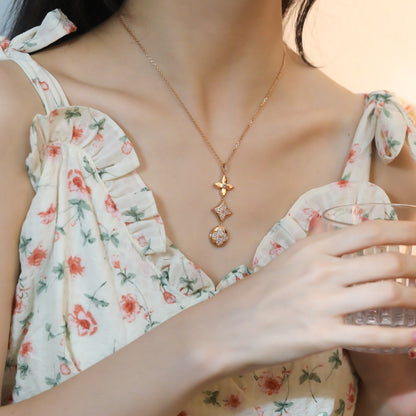 [Dawnora Jewelry]STAR AND SUN DIAMOND PINK GOLD NECKLACE