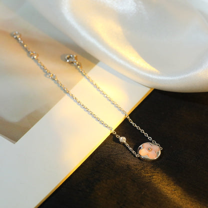 [Dawnora Jewelry]SUN MOTIF PINK MOP SILVER BRACELET