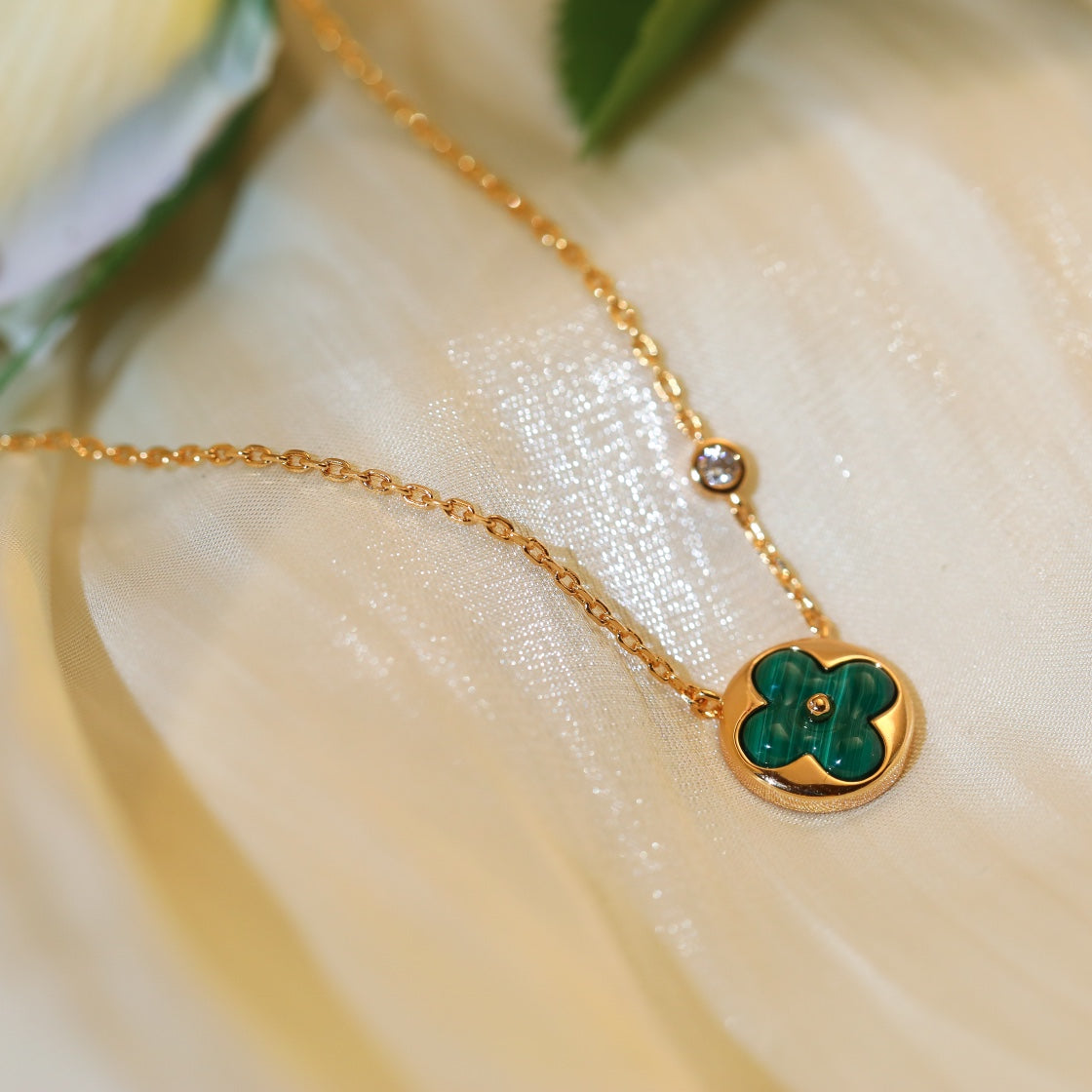 [Dawnora Jewelry]SUN PEDANT PINK GOLD 1 DIAMOND NECKLACE