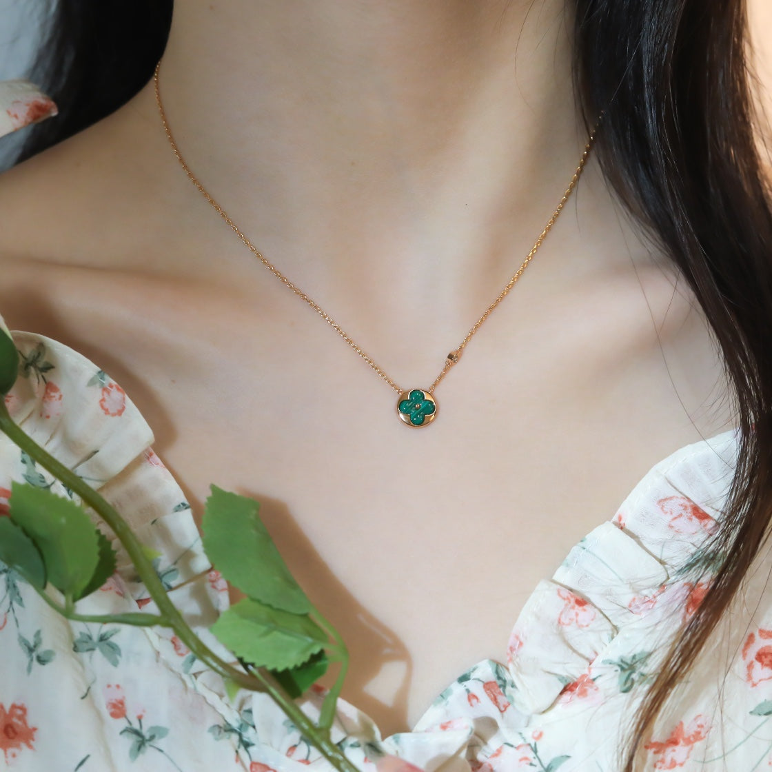 [Dawnora Jewelry]SUN PEDANT PINK GOLD 1 DIAMOND NECKLACE