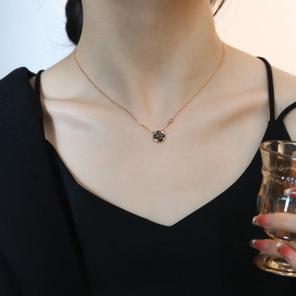 [Dawnora Jewelry]SUN PEDANT PINK GOLD 1 DIAMOND NECKLACE